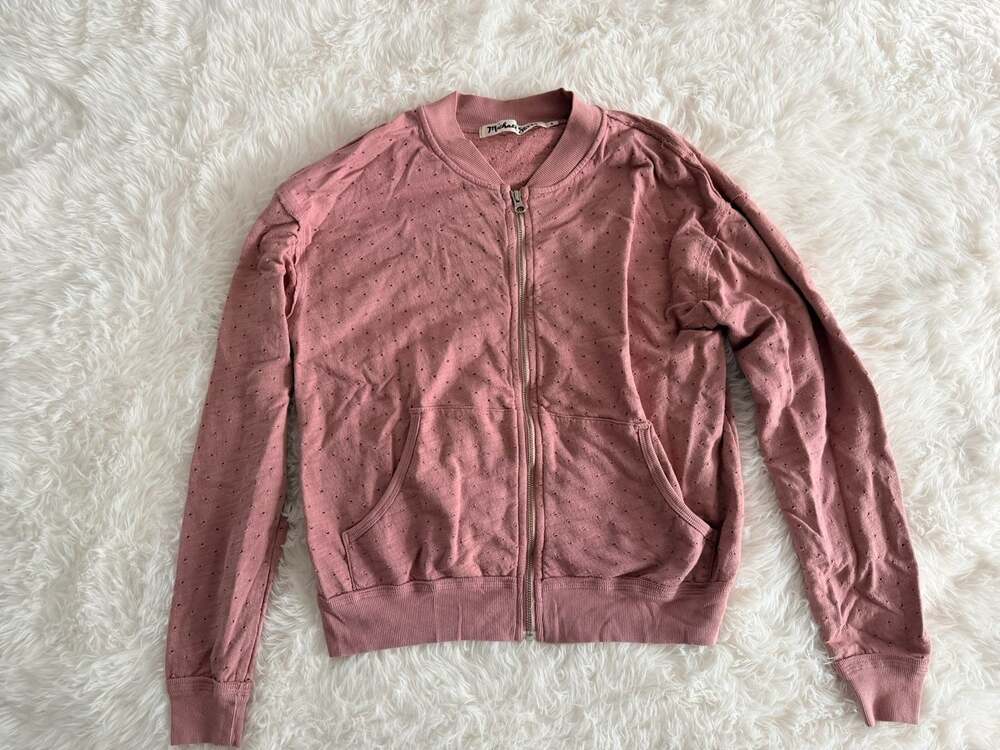 Michael Stars Pointelle Zip-Up Bomber Jacket Size S
